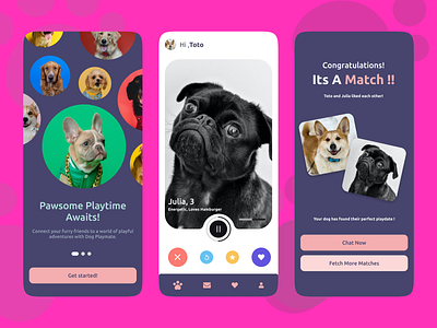 PawMatch : Pawsitive Connections, Tail-Wagging Happiness! animation app app design concept dating dating app dog dog app dog dating app dog playdate explore page graphic design ui user experience user interface ux
