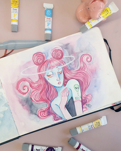 Watercolor Book Collection 01 - Alien Chan character design illustration sketch watercolor