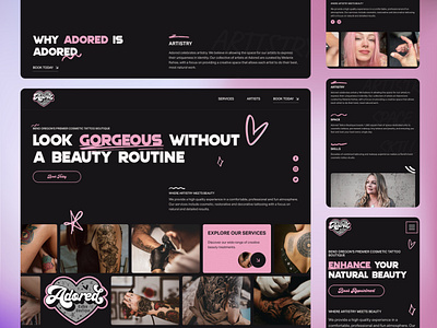 Adored Tattoo Boutique: Website design design landing tattoo studio website design ui webdesign website