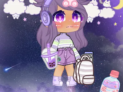 Purple art cute design gacha graphic design