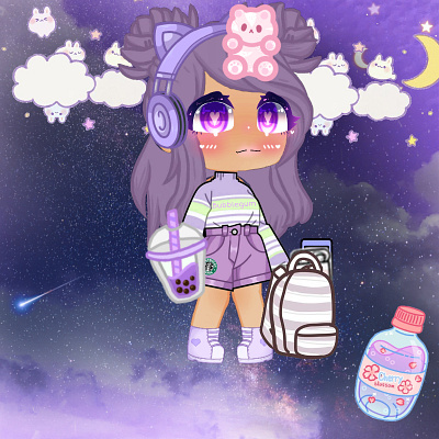 Purple art cute design gacha graphic design