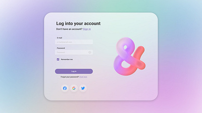 Log in/Sign up page colorful create account design form glassmorphism log in log in page onboarding ui sign in ui ui design