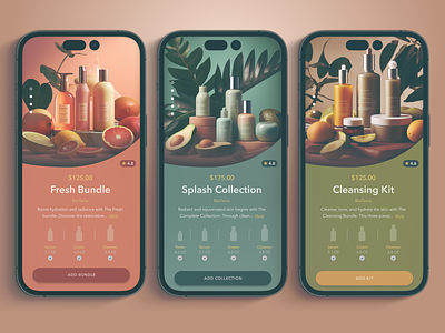 SkinCare Concept app creative direction ecommerce figma fresh interaction mobile mobile app muted color product design product page skincare ui ux visual design