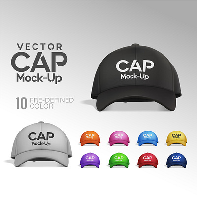 Cap Mock-Up in side view with Predefined Color adobe illustrator branding cap collection design light mock up mockup set vector