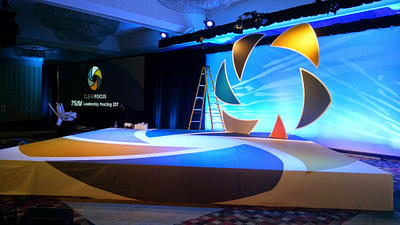 PSAV Stage Wrap and Floating Logo branding design graphic design large format logo stage design