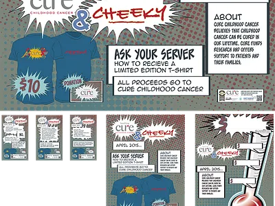 CURE and Cheeky Fundraiser Materials branding campaign cartoon design fundraiser graphic design illustration multi layout t shirt typography