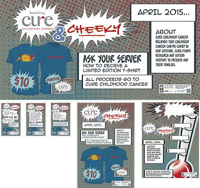 CURE and Cheeky Fundraiser Materials branding campaign cartoon design fundraiser graphic design illustration multi layout t shirt typography