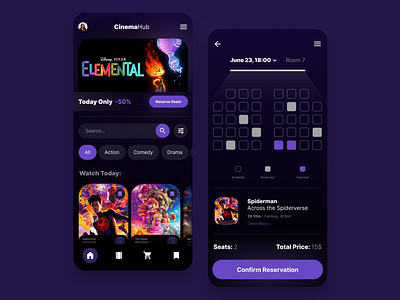 Cinema App 054 54 app branding challenge cinema cinemaapp confirmreservation daily ui 054 dailyui dailyui054 design mobile mockup reservation ui uiux website