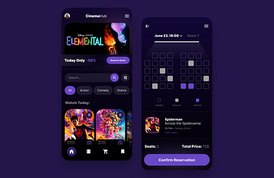 Cinema App 054 54 app branding challenge cinema cinemaapp confirmreservation daily ui 054 dailyui dailyui054 design mobile mockup reservation ui uiux website