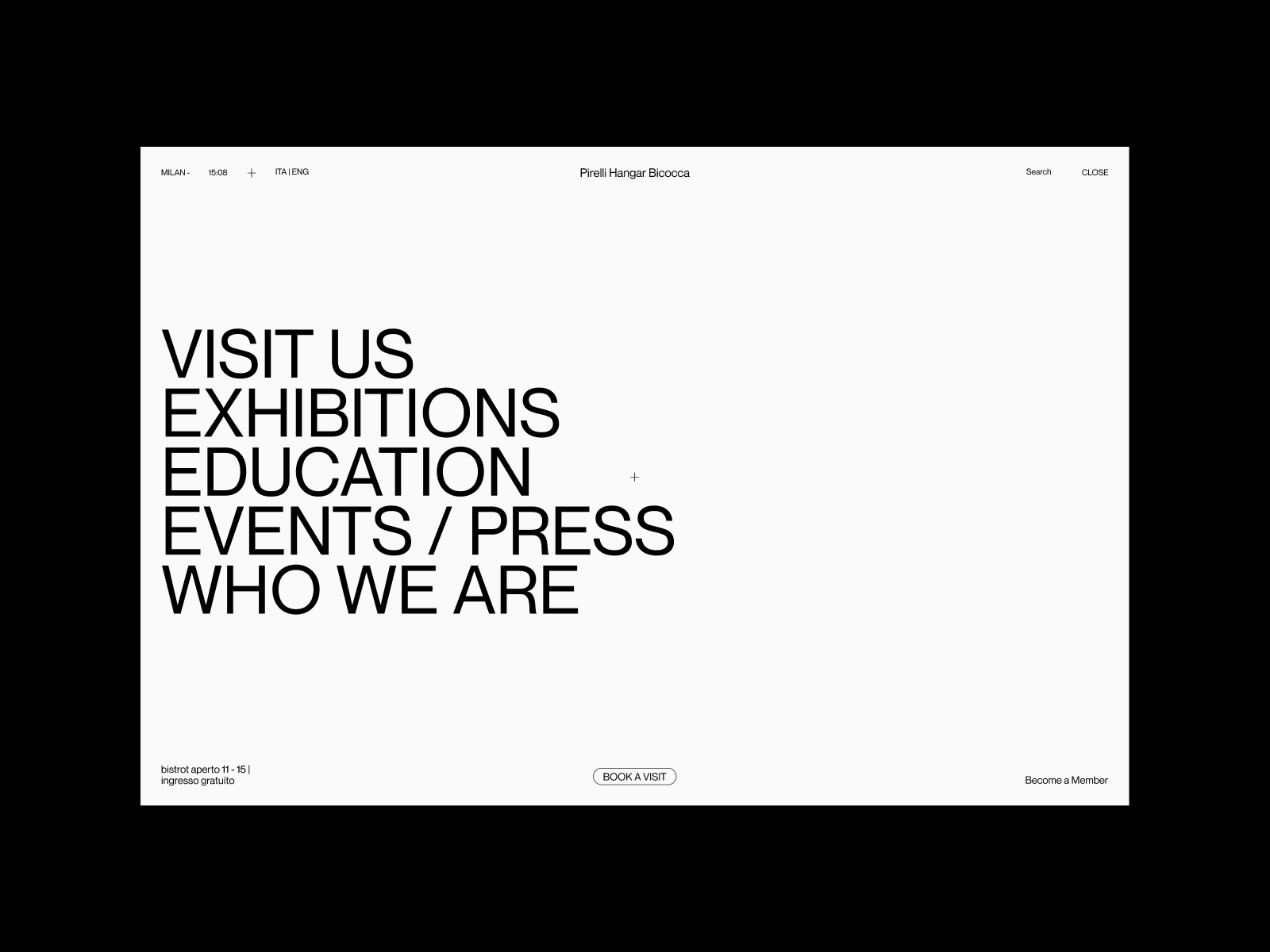 /Pirelli Hangar - Desktop Version branding design galleryinspo graphic design minimallayoutinspo museumwebsite typeinspo typography ui userinterface ux