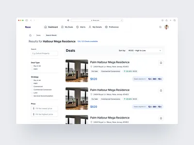 Deals Page for a Real estate website design saas application saas website ui ui ux ui ux design uidesign ux uxdesign