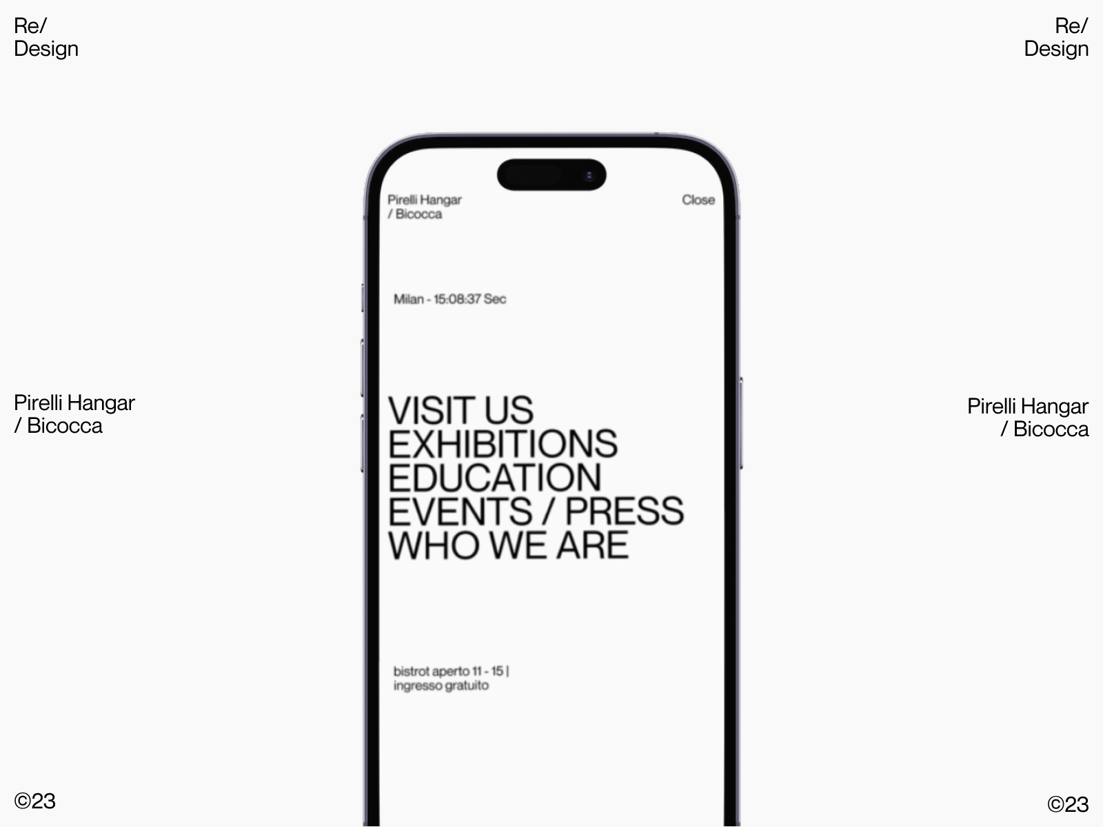 /Pirelli Hangar - Mobile 3d animation branding design graphic design mobilemenuinspo mobilesliderinfo motion graphics museumwebsiteinspo typography typographyinspo ui userinterface ux