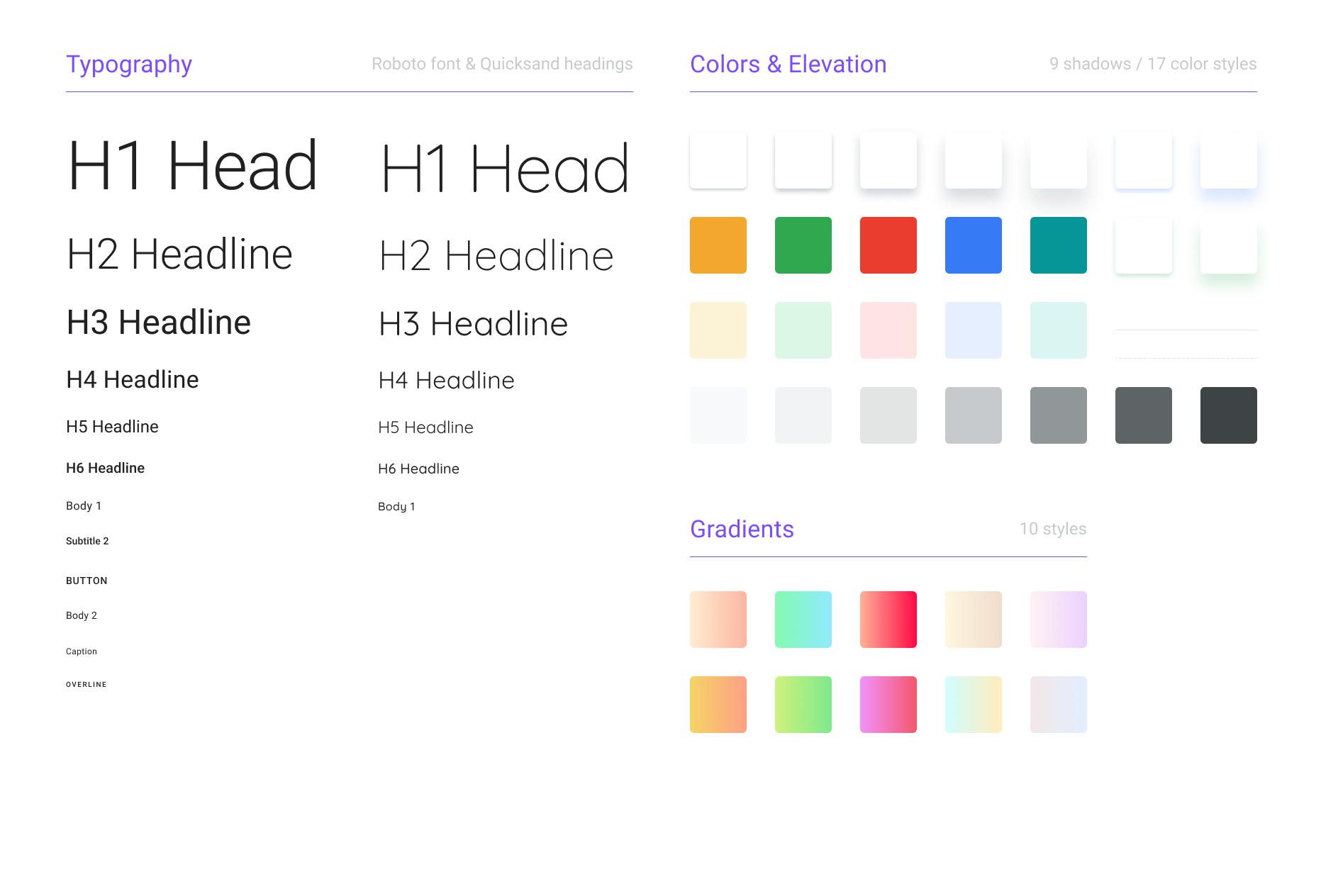 Example of Figma design system for web