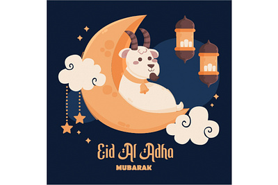 Eid Al Adha Celebration Illustration adha celebration eid family greeting happy holiday illustration islam kareem mubarak vector