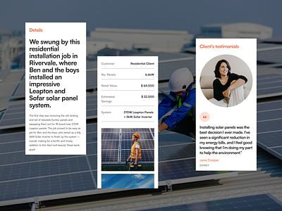 Solar Panel Company - Project Page business company energy homepage landing page our project our work project project listing project page projects renewable energy service solar solar company solar panel solar provicer ui web design work