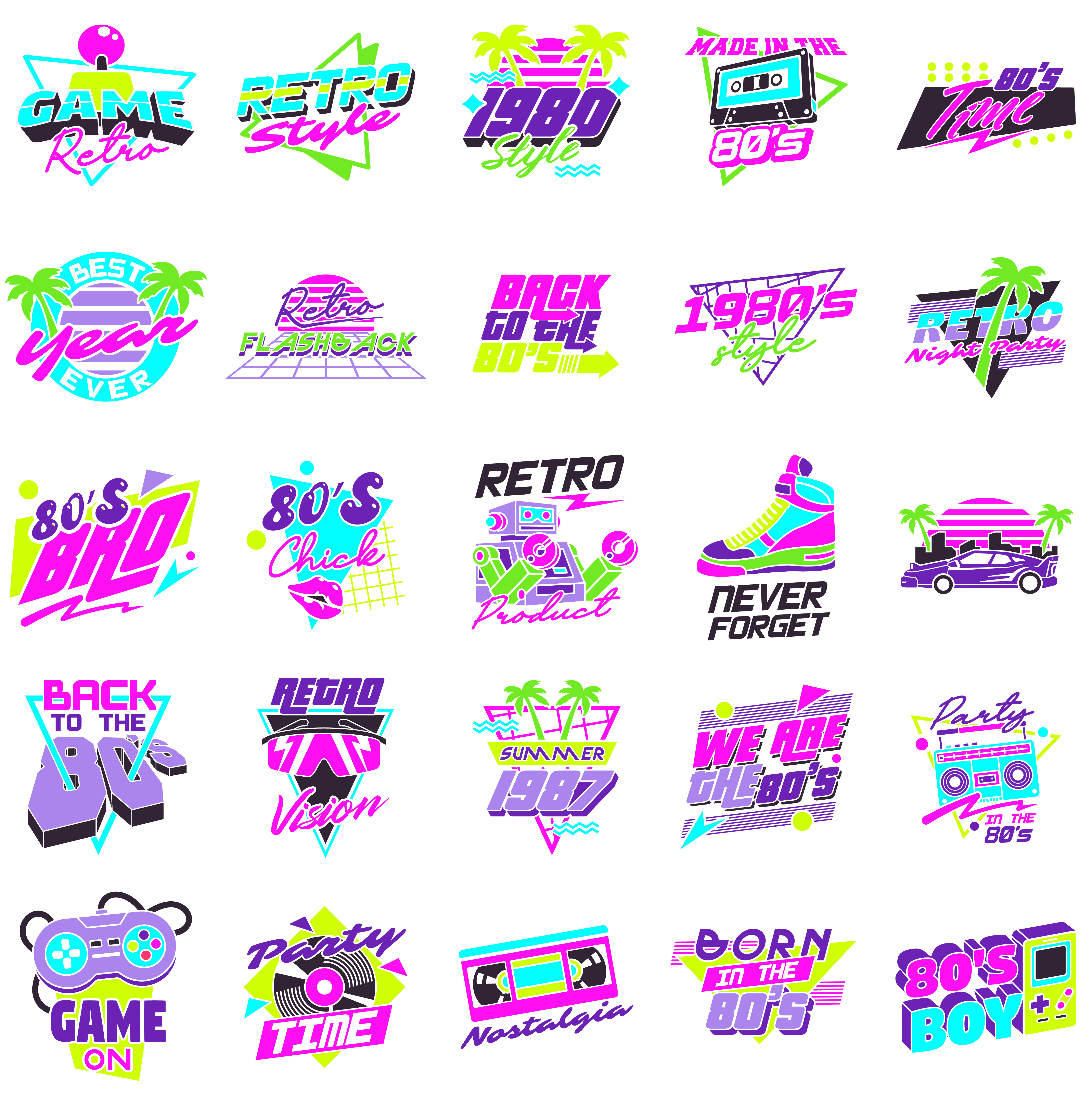 Retro T-shirt Designs 1980 80s game icon illustration music old school quotes retro svg t shirt