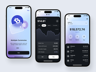 Crypto Wallet App Concept UI/UX android app best best app design best dribbble designer best mobile app design best mobile app designs cool cool app designs design interface ios ios ui mobile top ui uiux ux