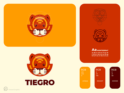 Tiegro Logo animals branding circle corporate branding cute design golden ratio graphic design grid illustration logo logodesign mascot minimal presentations simple tiger vector wild