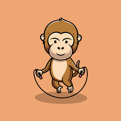 Cute Monkey Training Illustration branding strong ui