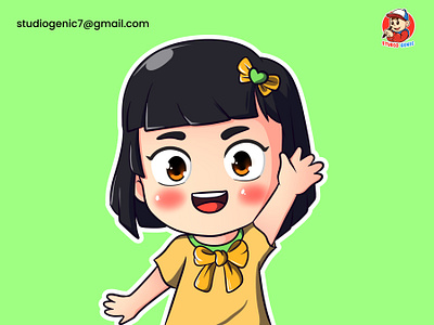 Cartoon Character Emote Chibi Style - Girl Greeting cartooncharacter cutecharacterdesign cutegirl girlcartoon girlgreeting