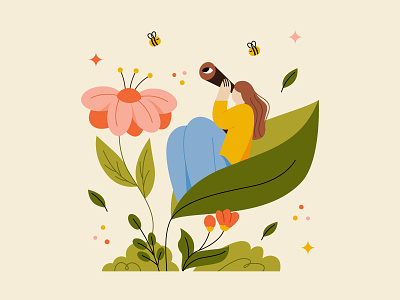 Explore Nature adobe illustrator bee bees binocular character design design earth flower forest girl green illustration illustrator leaf leaves nature plants vector visual art woman