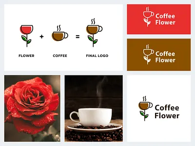Flower and Coffee Cup Logo Combination brand branding coffee coffee logo color cup cup logo design flower flower logo illustration logo logo designer prio hans typography ui ux vector
