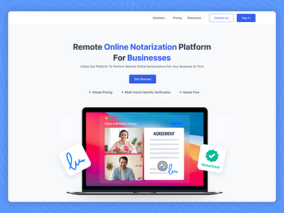 Notary - Create, Edit, eSign & Notarize Documents branding design elegant esign hero section inspiration landing page legal legal website live notary notary ui uiux web design