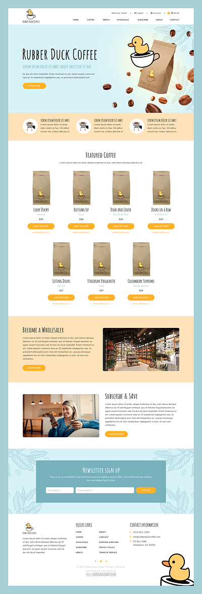 Rubber Duck Coffee // Web Design coffee coffee shop coffee web design duck ecommerce ecommerce web design retail retail web design