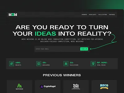 Web3Weekend competition desktop hackathon hero section landing page ui design web3