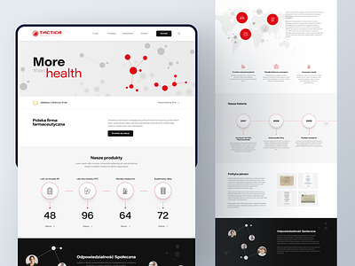 Tactica Pharmaceuticals: Renowned pharmaceutical organization. animation business clean design desktop dots figma geometric graphic design health homepage mobile molecules motion design red ui ux web webdesign website
