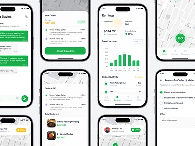 Driver App - Food Delivery app chat driver courier delivery service dimas ari driver driver app driver food driver mobile app food delivery food delivery design order food order menu track delivery track driver ui ux ui