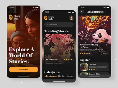 Story App UI app design concept digital graphic design ios mobile story app ui ui design