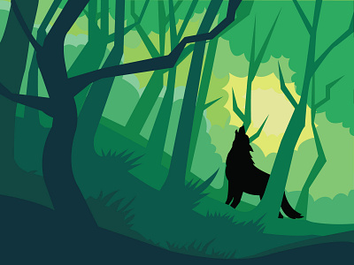 #illustration banner design forest graphic design illustration illustrator social media vector wolf