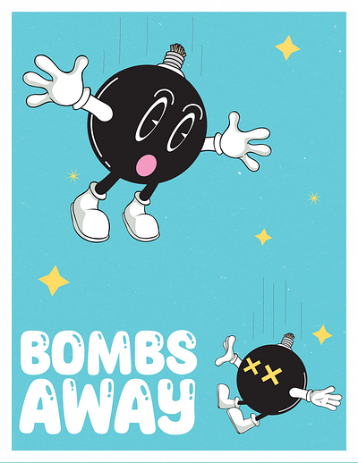 Bombs Away artwork cartoon design digital art illustration illustrator minimal rubber hose vector