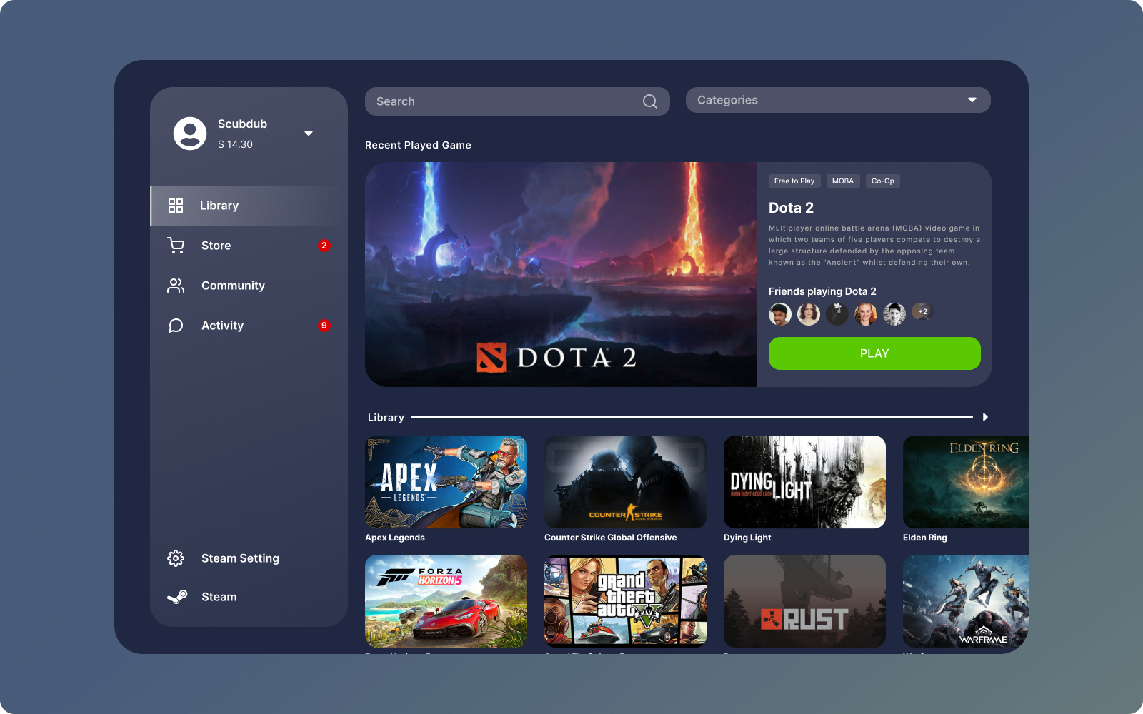 Steam Library Redesign By William Tanjaya On Dribbble   Original C4c73d2316f5755a3dad1780a6df60ab 