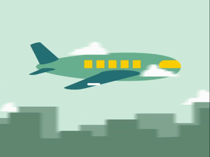 Animated airplane 2d 2d animation airplane animation city design flat motion graphics plane vector