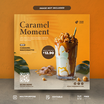 Caramel Milk Shake Menu Social Media Template milkshakedelights