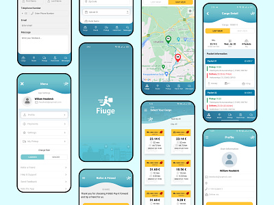 Fiuge - Cargo Mobile App cargo carrier clean delivery figma web fiuge location map minimal mobile ui parcel parcel delivery sea green ship shipment uiux