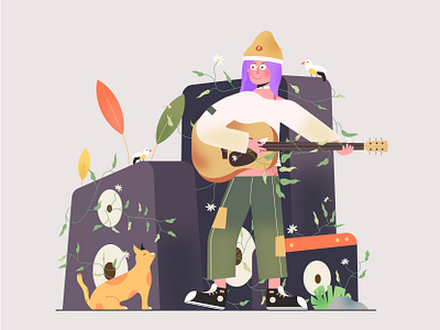 Guitarist 2d 2d illustration artwork character design character designs concert digital art digital artwork digital illustration digital vector girl graphic design guitar guitarist human illustration illustrations music nature vector