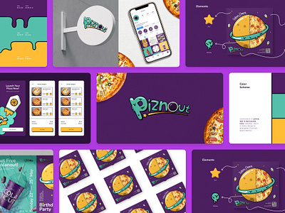 Piznout - Brand Guideline adobe astronot branding food galaxy graphic design illu illustration logo packaging pizza restaurant rocket