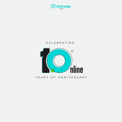 Designed a Logo to Celebrate 10 Years of .Online with Godaddy! 10th anniversary art blue branding combinations design effects graphic design illustration minimalistic typography