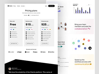Cliento Software Pricing Page Design billing billing page costs design framer landing page page price price page pricing pricing page pricing plans saas software landing page uxui web web design web page webflow webpage