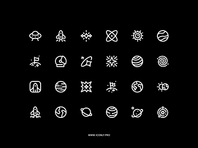 Iconly Pro, Space & Galaxy Category! design galaxy icon icondesign iconography iconpack icons iconset illustration jet logo moon rocket space sun ui