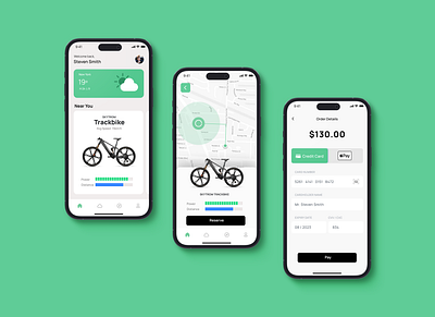 Eco-Friendly Commuting App Concept app branding design e bike eco friendly glucode green ui ux