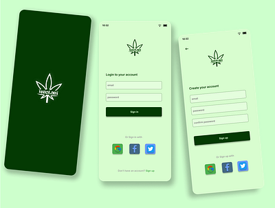 Cannabis Marijuana forum signup page graphic design logo ui