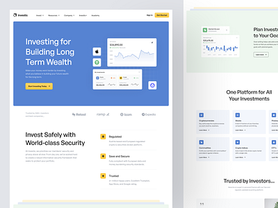 Investic - Investment Landing Page banking crypto finance financial investing investment landing page nft stocks trading ui web design website wep app