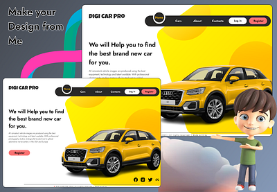 Vehicle Landing page Hero Section Design💥💥 3d animation app art branding design flat graphic design icon illustration illustrator logo logo design mobile ui ux vector web web design website