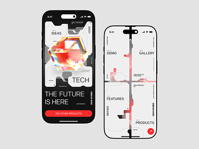 Luxury Technology - Mobile App Concept 3d analytics android app blur cube future future concept hi tech interaction interface ios it layout mobile red startup technology ui ux