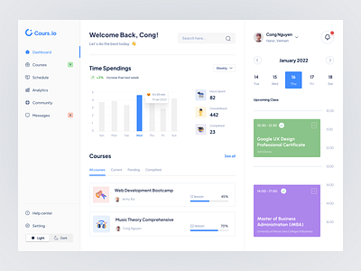 Online Course Dashboard branding courses dashboard design e learning graphic design logo ui uidesign uxui visual