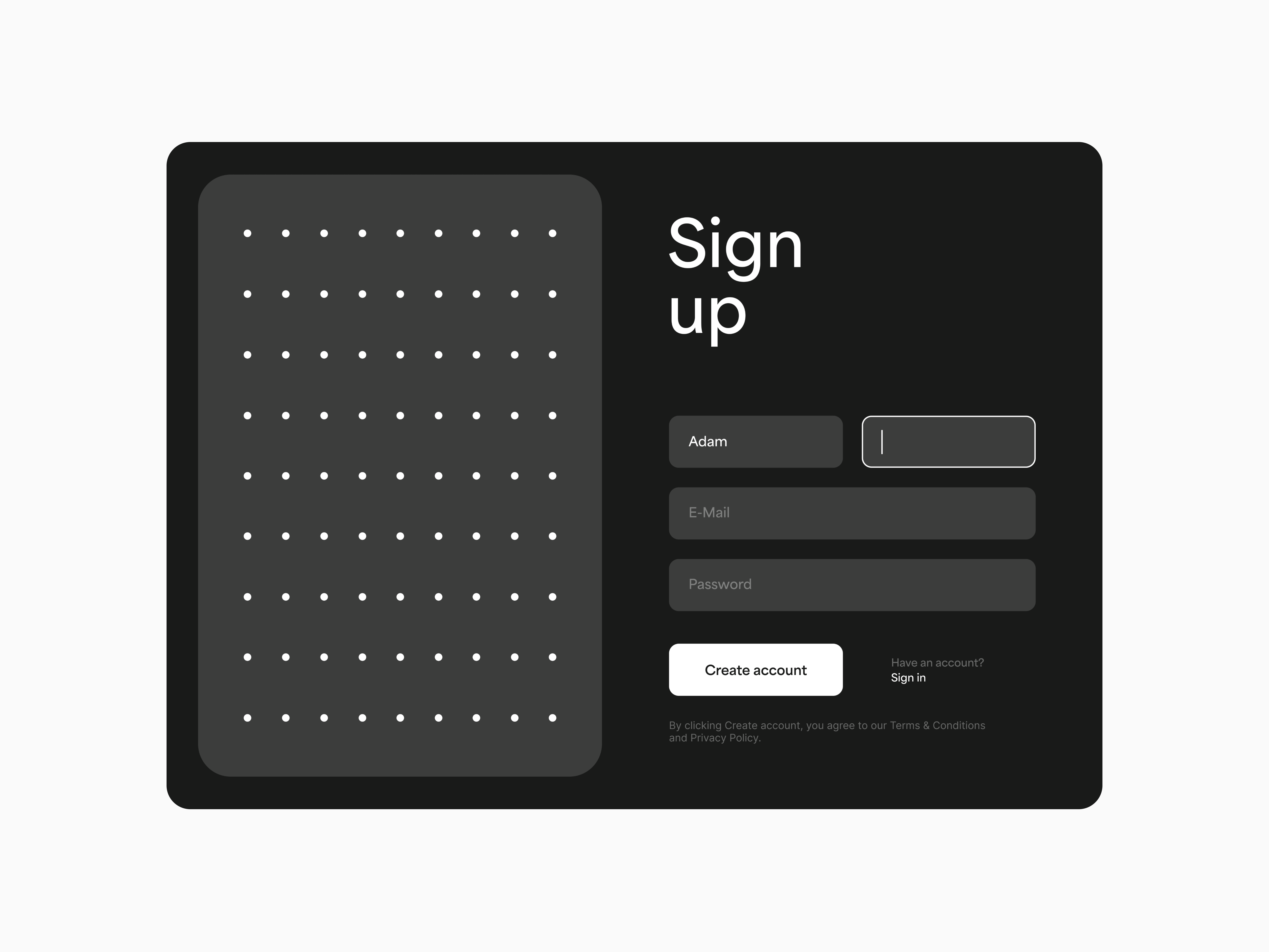 Example of Sign Up page - UI Design